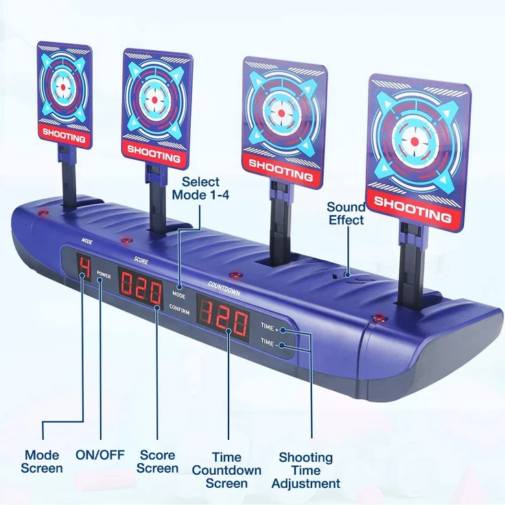 Dreamy Cubby Zielscheibe für Nerf Pistole, 4 Spielmodi & 4 Ziele Elektronische Wertung Automatisches Zurücksetzen Digitale Ziele Spielzeug für 6 7 8 9 10 Jahre Kinder Jungen Geburtstagsgeschenke – Bild 7