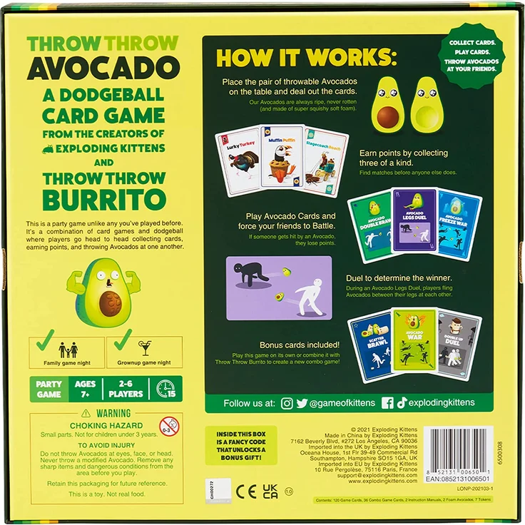 Throw Throw Avocado by Exploding Kittens - A Dodgeball Card Game - Family-Friendly Party Games - Card Games for Adults, Teens & Kids - 2-6 Players – Bild 7