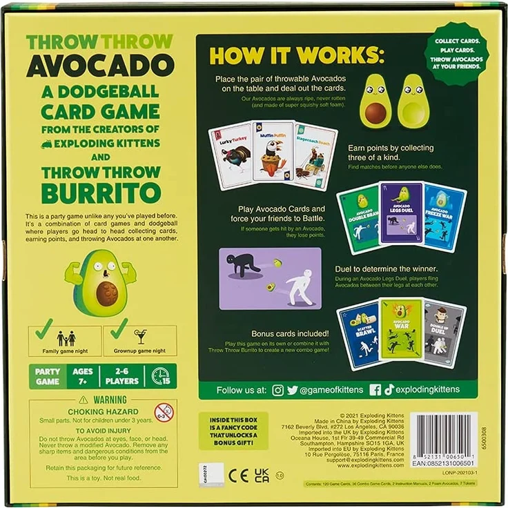 Throw Throw Avocado by Exploding Kittens - A Dodgeball Card Game - Family-Friendly Party Games - Card Games for Adults, Teens & Kids - 2-6 Players – Bild 3