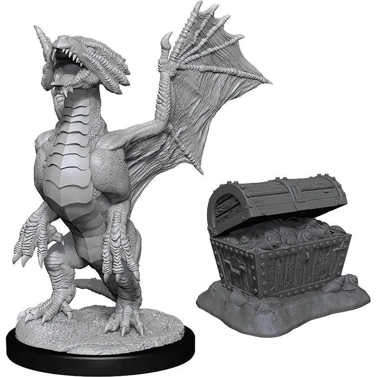 D&D Nolzur's Marvelous Miniatures unbemalt Bronze Dragon Wyrmling & Sea found Treasure Umkarton (6)