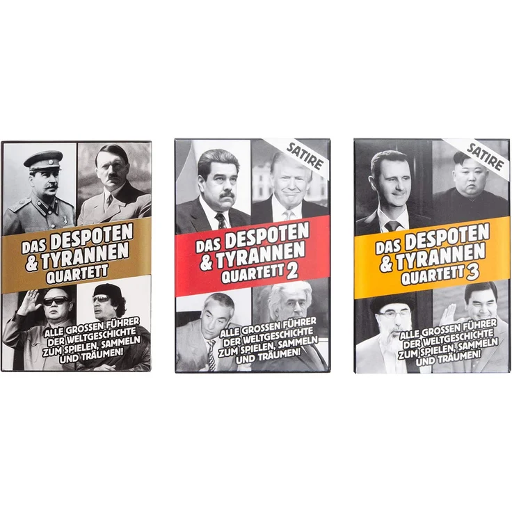 Tyrannen & Despoten Quartett - Das Diktatoren Kartenspiel die 32 übelsten Führer der Geschichte auf Spielkarten (Komplettset (Alle 3 Varianten)) – Bild 2
