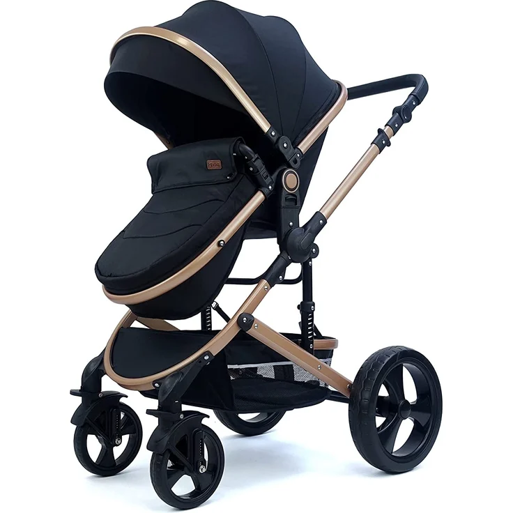 Pixini Kinderwagen Kalani 3in1 oxford schwarz / gold (inkl. Autositz, Regenplane, Wickeltasche,. ) – Bild 3
