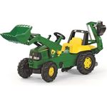 Rolly Toys Traktor / rollyJunior Trettraktor John Deere (mit Lader und Heckbagger, für Kinder ab 3 Jahren, Flüsterlaufreifen) 811076