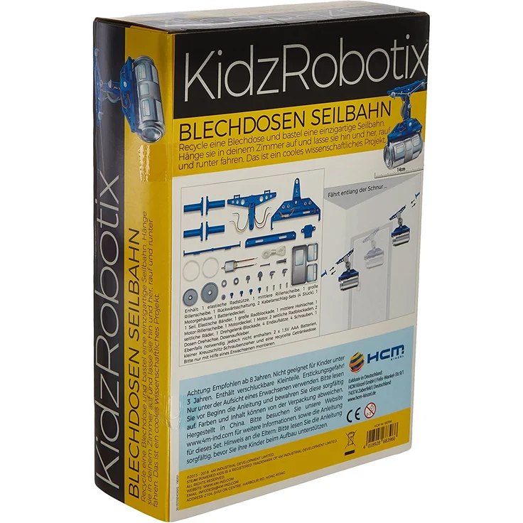 4M 68396 Blechdosen Seilbahn KidzRobotix, Konstruktionsbausatz für Kinder ab 8 Jahren, bunt – Bild 2
