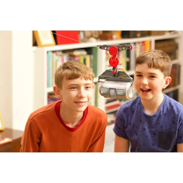 4M 68396 Blechdosen Seilbahn KidzRobotix, Konstruktionsbausatz für Kinder ab 8 Jahren, bunt – Bild 5