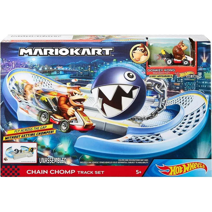 Hot Wheels Mario Kart Kettenhunde Trackset Rennbahn, inkl. Donkey Kong Fahrzeug – Bild 3