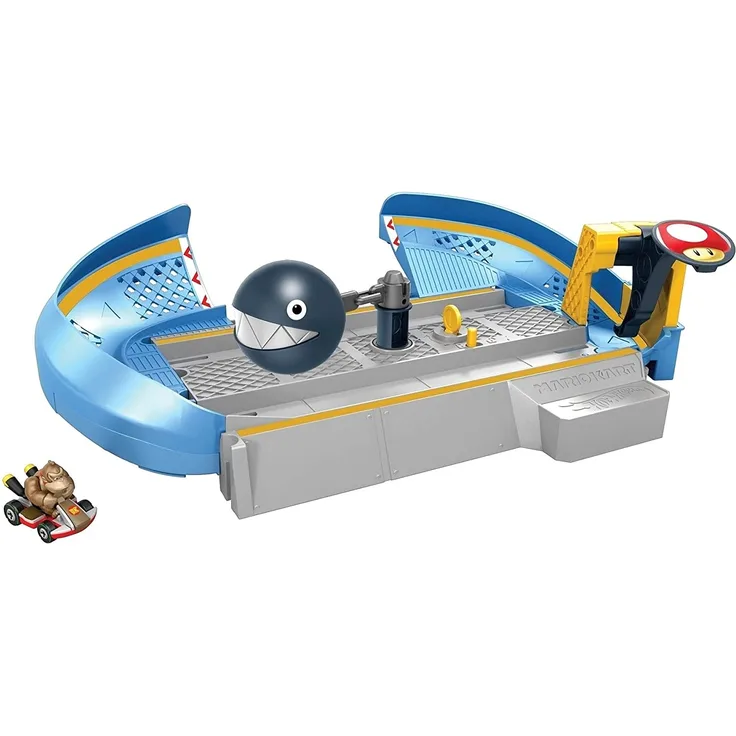 Hot Wheels Mario Kart Kettenhunde Trackset Rennbahn, inkl. Donkey Kong Fahrzeug
