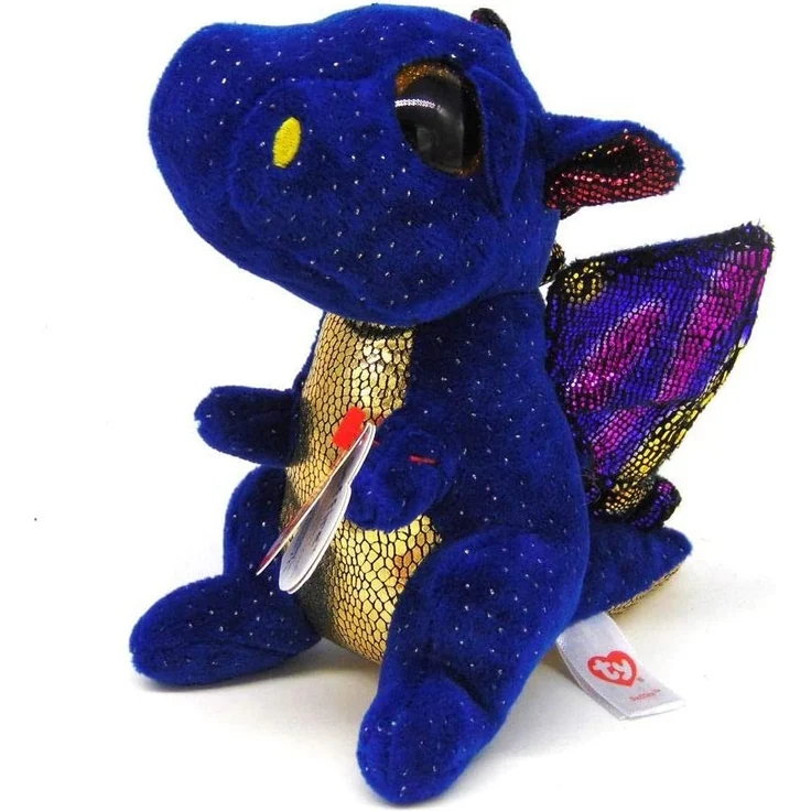 TY 36879 Blue Dragon Saffire, Drache dunkelblau 15cm, mit Glitzeraugen, Glubschi's, Beanie Boo's, 15 cm – Bild 4
