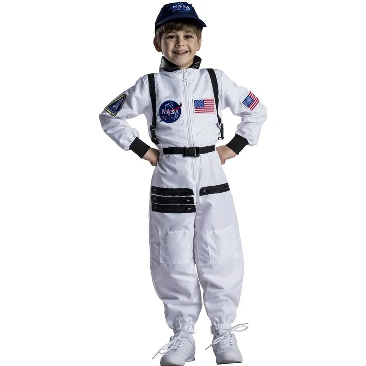 Dress Up America 724-S Weltraumanzug für Kinder Attraktiver weißer Astronauten, Gelb, Größe 4-6 Jahre (Taille: 71-76 Höhe: 99-114 cm)