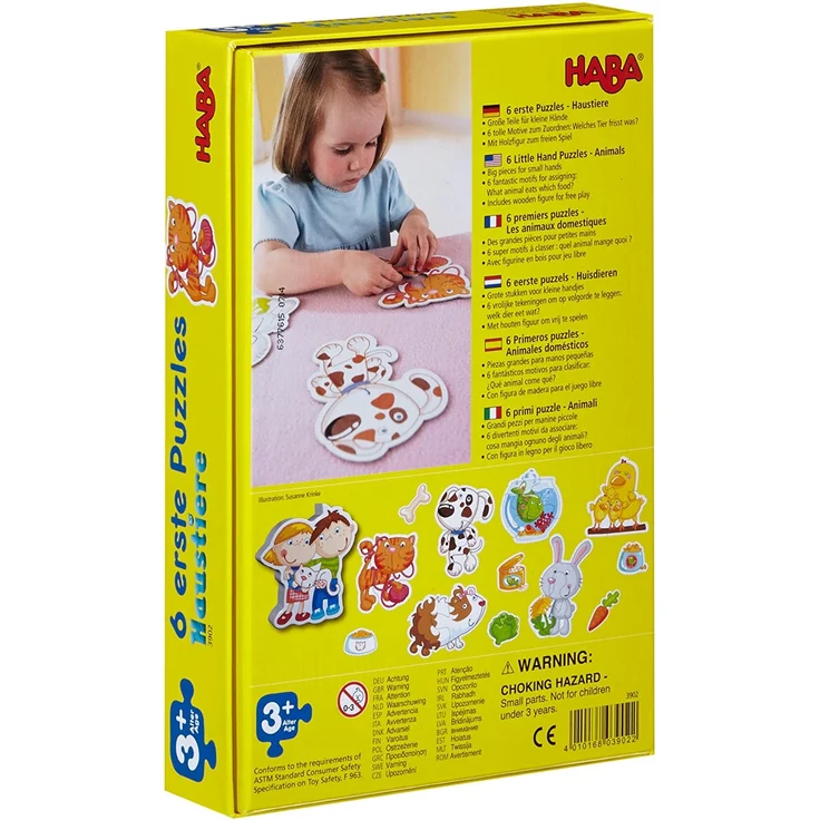 Haba 3902 - 6 Erste Puzzles, Haustiere, Puzzle mit 6 niedlichen Tiermotiven für Kinder ab 2 Jahren, mit Holzfigur zum freien Spiel - Preisvergleich – Bild 2