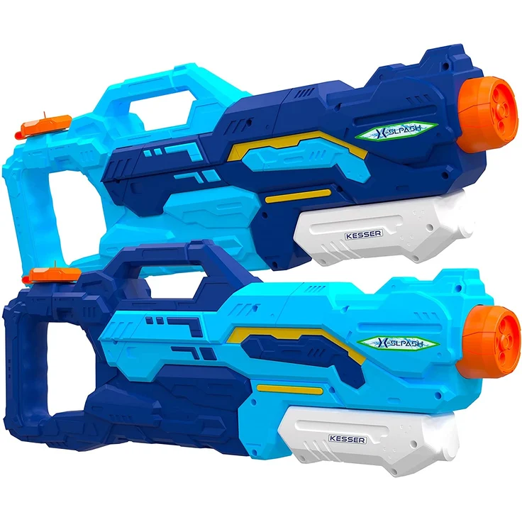 KESSER® Wasserpistole 2er Set Wasserpistolen Spritzpistolen Reichweite 10-11 Meter, Fassungsvermögen 1500ml Wasserspaß Strand Spielzeug im Freien für Kinder und Erwachsene Strandpool Blau / Hellblau – Bild 1