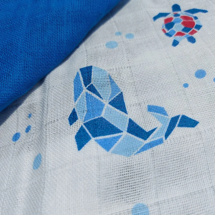 GRÜNSPECHT Bio-Mullwindeln 70x70cm aus 100 % Baumwolle (kbA), Spucktücher, ohne optische Aufheller, hautfreundlich & saugstark, 2 Stück, blau und Meerestiere (690-V2) – Bild 7
