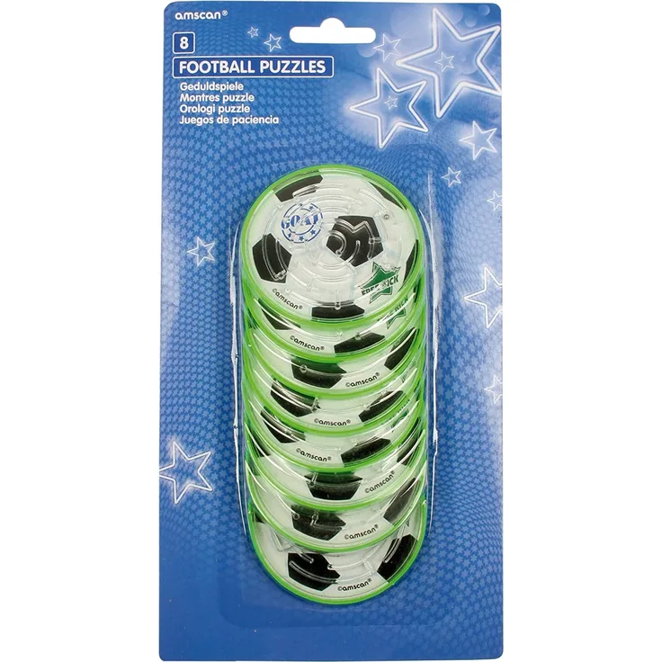 Amscan INT39275 - Geschicklichkeitsspiele Fußball, 8 Stück, Durchmesser circa 7 cm, Mitgebsel