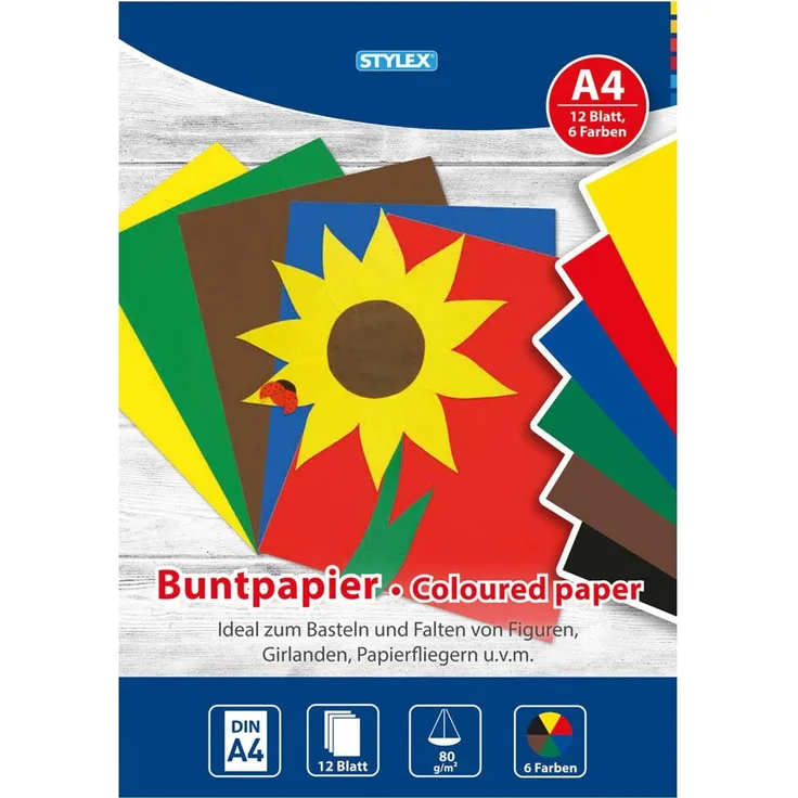 Stylex Buntpapierheft A4 12 Blatt