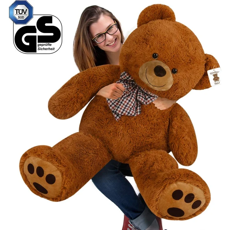 Monzana Teddybär L - XXXL 50-175cm Weiches Fell Schleife Tatzendruck Geschenk Plüschtier Kuscheltier Stofftier Riesen Teddy Bär – Bild 3
