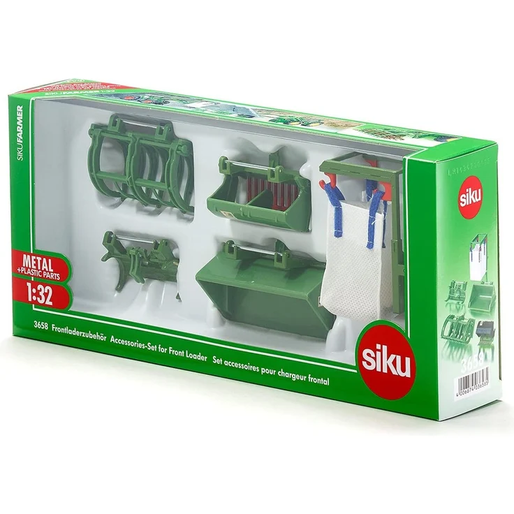 SIKU 3658, 5-teiliges Frontlader Zubehör-Set, 1:32, Passend für alle SIKU Traktoren mit Frontlader im Maßstab 1:32 – Bild 8