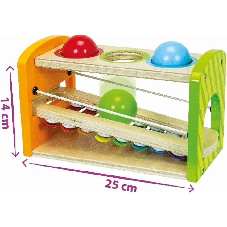 Eichhorn 100002223 - Kleiner Zug mit 15 Bausteinen, 18-tlg., 41cm lang, Birkenholz, Motorikspiel – Bild 8