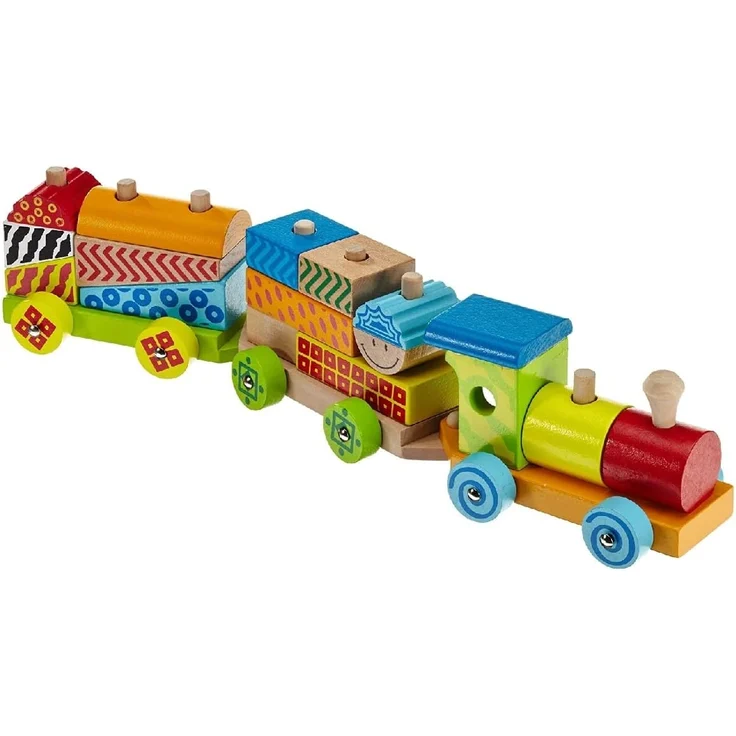 Eichhorn 100002223 - Kleiner Zug mit 15 Bausteinen, 18-tlg., 41cm lang, Birkenholz, Motorikspiel – Bild 7