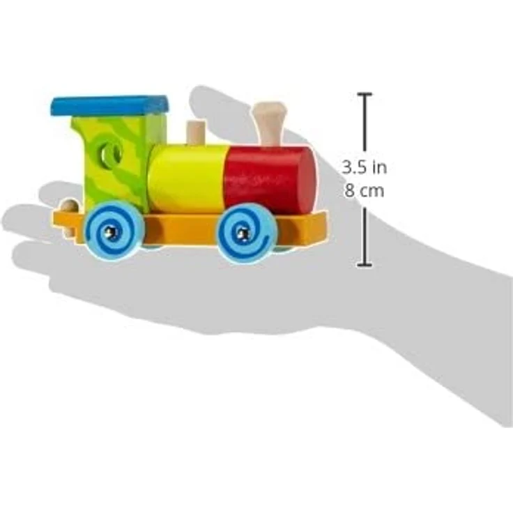 Eichhorn 100002223 - Kleiner Zug mit 15 Bausteinen, 18-tlg., 41cm lang, Birkenholz, Motorikspiel – Bild 6