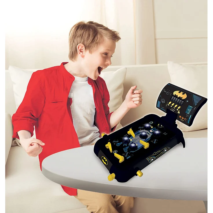 Lexibook JG610BAT Elektronischer Batman-Flipper, lustige Geräusche und Lichteffekte, 5 Hindernisse, funktioniert mit 3 LR14-Batterien, Schwarz/Gelb – Bild 4