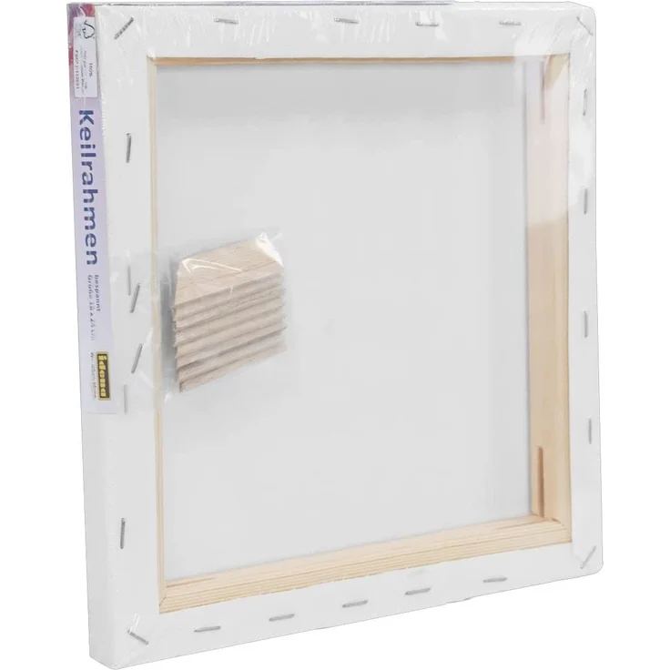 Idena 60008 - Keilrahmen mit Leinwand aus 100% Baumwolle, 380 g/m², FSC zertifiziert, für Öl- und Acrylfarben, ca. 20 x 20 cm, weiß – Bild 3