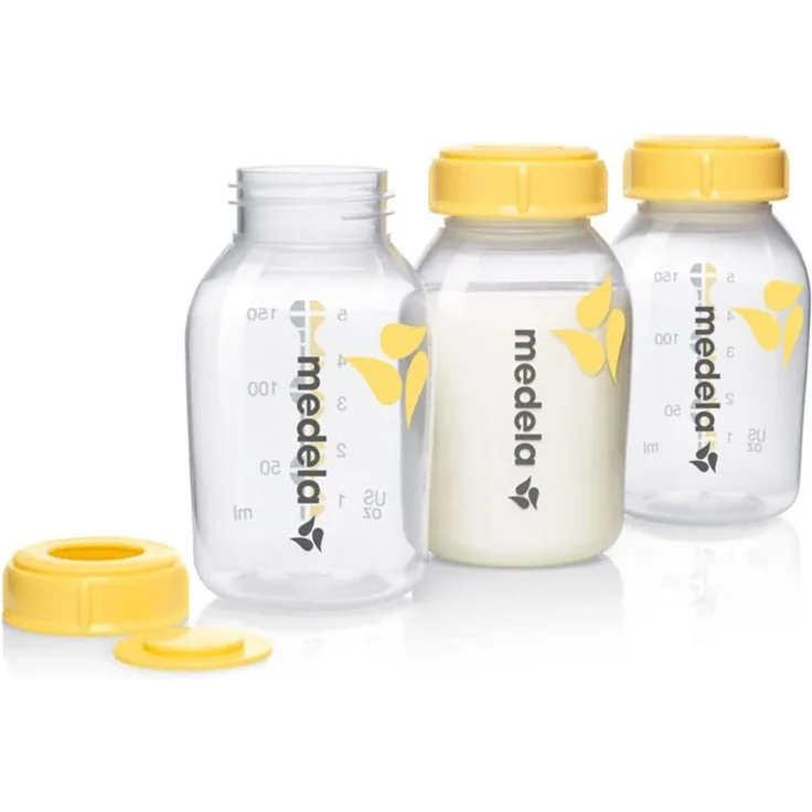 Medela Packung mit 3 Flaschen à 150 ml. Spezielle Stillflaschen. Geeignet für die Fütterung des Babys mit Muttermilch, BPA-frei.