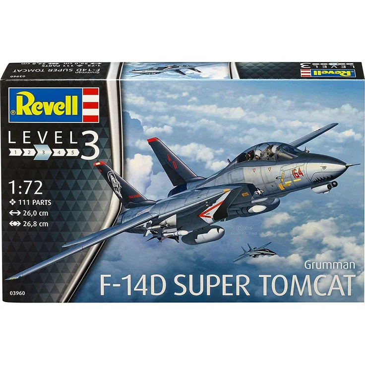 Revell Modellbausatz Flugzeug 1:72 - Grumman F-14D Super Tomcat im Maßstab 1:72, Level 3, originalgetreue Nachbildung mit vielen Details, 03960 – Bild 2