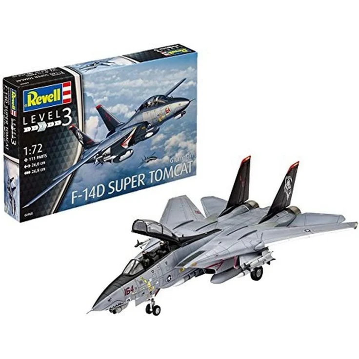Revell Modellbausatz Flugzeug 1:72 - Grumman F-14D Super Tomcat im Maßstab 1:72, Level 3, originalgetreue Nachbildung mit vielen Details, 03960 – Bild 1