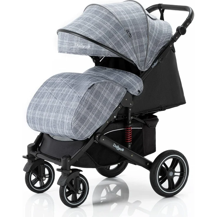 Daliya® Rapidy Buggy / Kinderwagen 0-36 Monate / Sportwagen mit Liegeposition / Wickeltasche, Winterfußsack, Ess- & Spieltisch und mehr Grau mit Muster – Schwarz – Bild 4