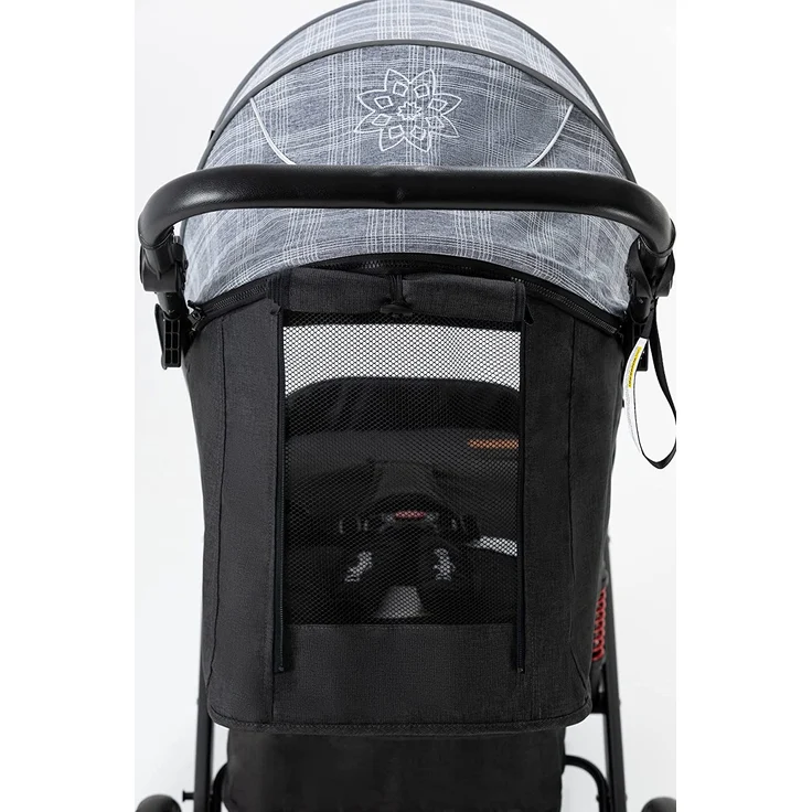 Daliya® Rapidy Buggy / Kinderwagen 0-36 Monate / Sportwagen mit Liegeposition / Wickeltasche, Winterfußsack, Ess- & Spieltisch und mehr Grau mit Muster – Schwarz – Bild 8