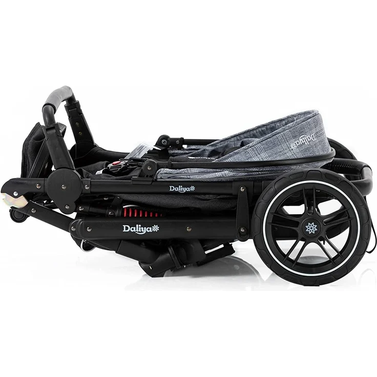 Daliya® Rapidy Buggy / Kinderwagen 0-36 Monate / Sportwagen mit Liegeposition / Wickeltasche, Winterfußsack, Ess- & Spieltisch und mehr Grau mit Muster – Schwarz – Bild 9