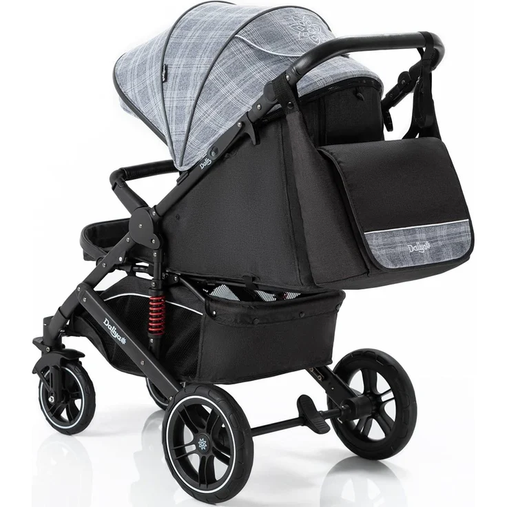 Daliya® Rapidy Buggy / Kinderwagen 0-36 Monate / Sportwagen mit Liegeposition / Wickeltasche, Winterfußsack, Ess- & Spieltisch und mehr Grau mit Muster – Schwarz – Bild 5