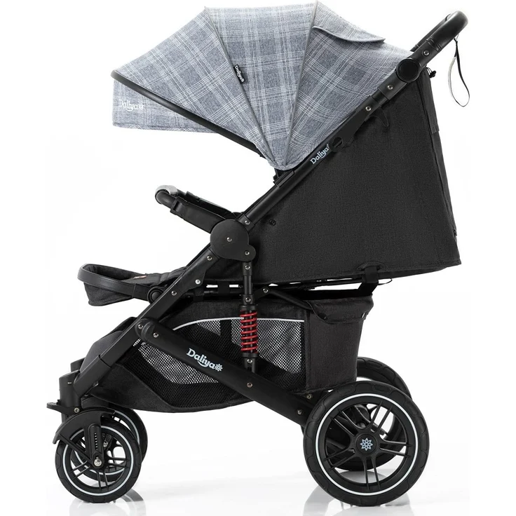 Daliya® Rapidy Buggy / Kinderwagen 0-36 Monate / Sportwagen mit Liegeposition / Wickeltasche, Winterfußsack, Ess- & Spieltisch und mehr Grau mit Muster – Schwarz – Bild 3