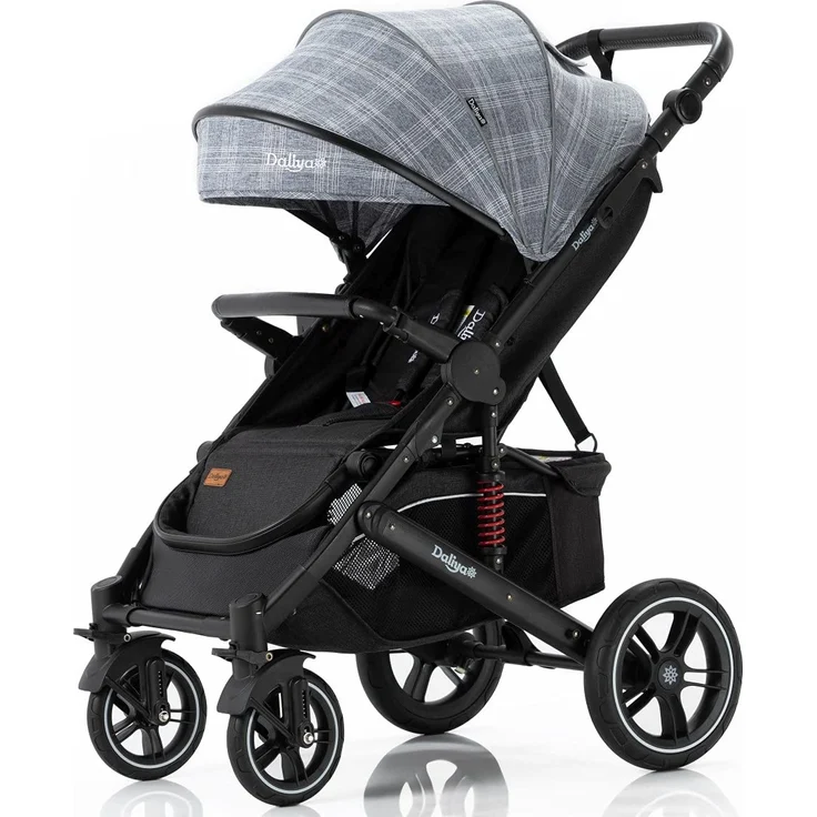 Daliya® Rapidy Buggy / Kinderwagen 0-36 Monate / Sportwagen mit Liegeposition / Wickeltasche, Winterfußsack, Ess- & Spieltisch und mehr Grau mit Muster – Schwarz – Bild 1