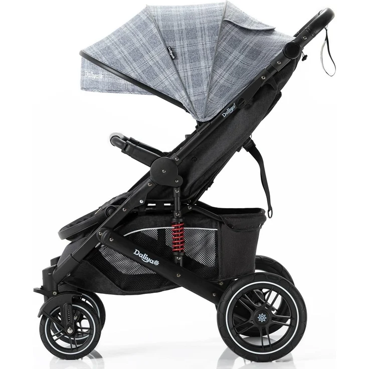 Daliya® Rapidy Buggy / Kinderwagen 0-36 Monate / Sportwagen mit Liegeposition / Wickeltasche, Winterfußsack, Ess- & Spieltisch und mehr Grau mit Muster – Schwarz – Bild 2