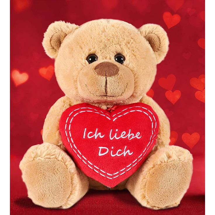 Teddy Kuscheltier mit Herz - Ich liebe Dich - Teddybär in Hellbraun – Bild 5