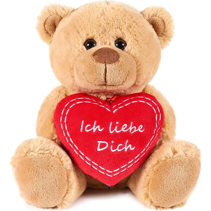 Teddy Kuscheltier mit Herz - Ich liebe Dich - Teddybär in Hellbraun – Bild 1