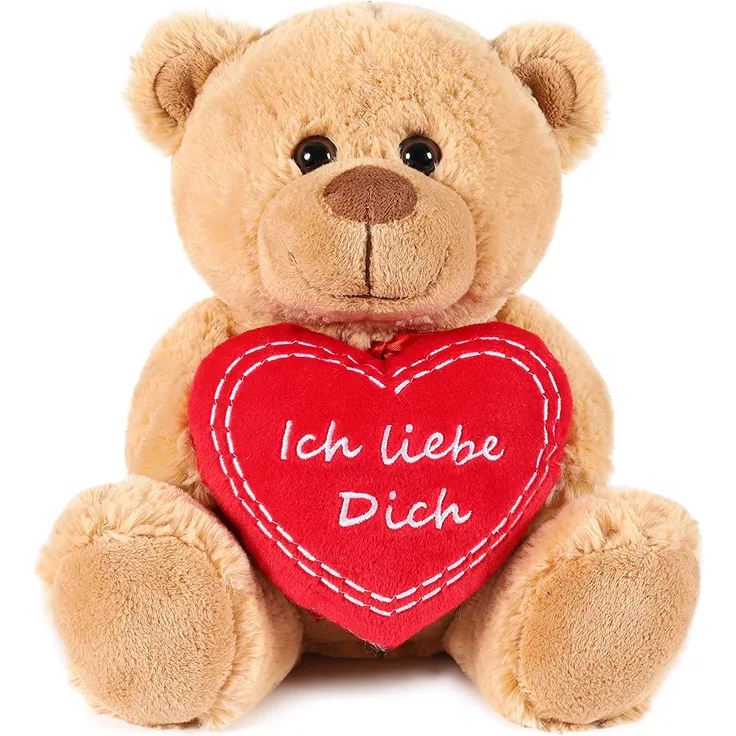 Teddy Kuscheltier mit Herz - Ich liebe Dich - Teddybär in Hellbraun