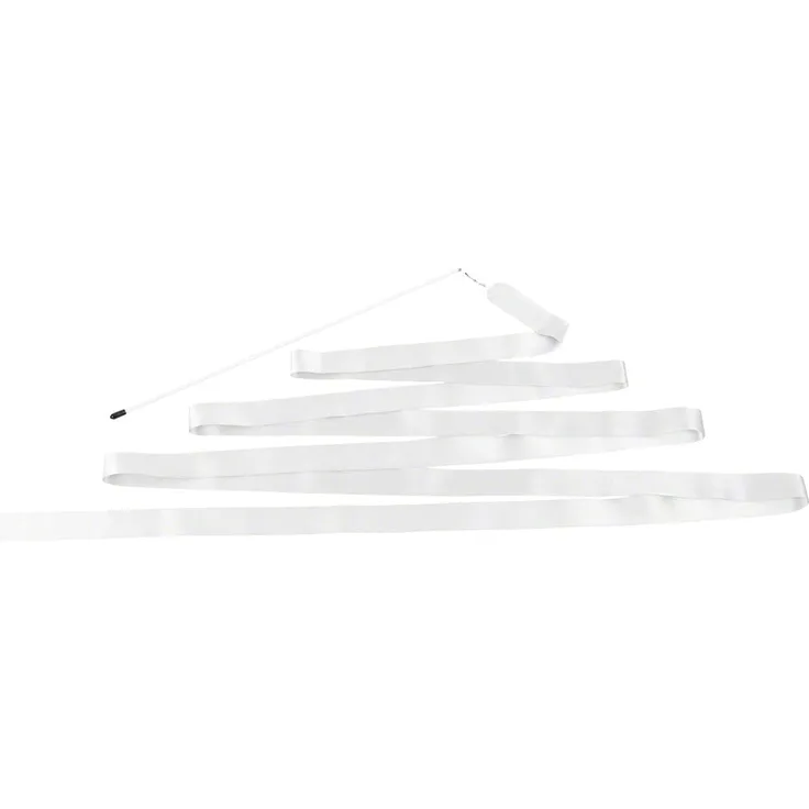 Gymnastikband Tanzband Turnband Rhythmikband Wirbelband Schwungband mit Stab 6 m, Weiß