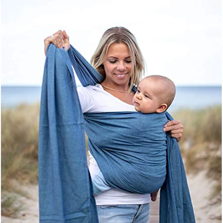 AMAZONAS Babytragetuch Carry Sling Denim - 510 cm 0-3 Jahre bis 15 kg in Blau – Bild 3