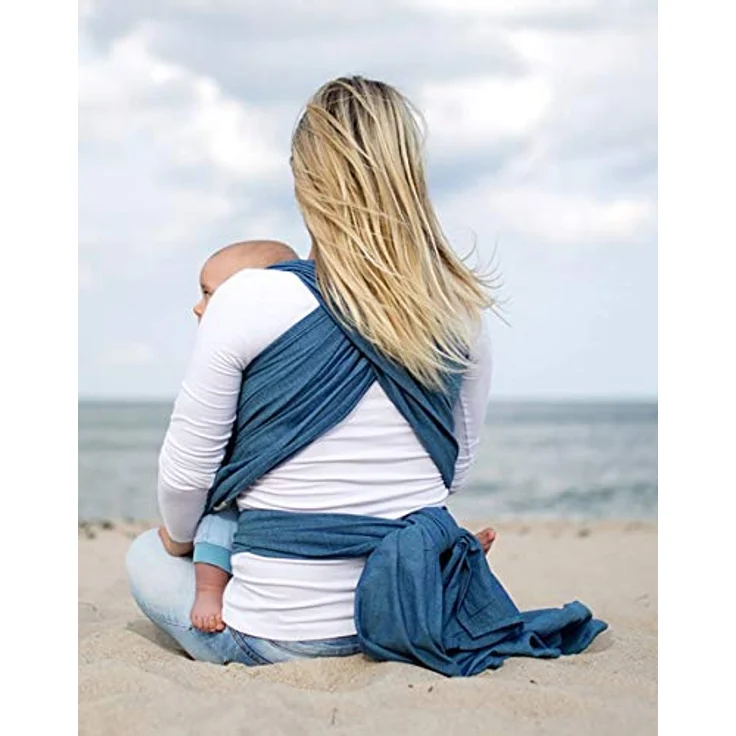 AMAZONAS Babytragetuch Carry Sling Denim - 510 cm 0-3 Jahre bis 15 kg in Blau – Bild 4