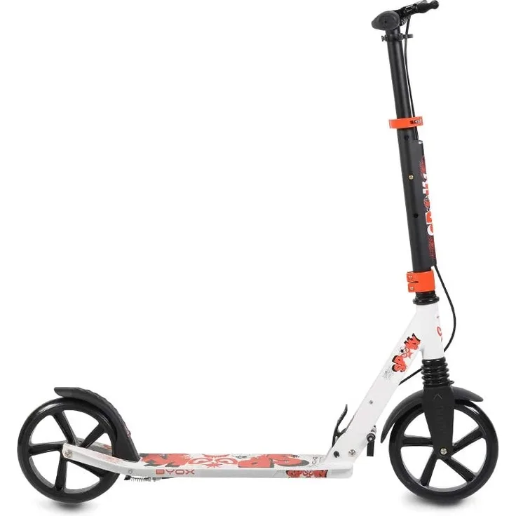 Byox Kinderroller Spooky klappbar, bis 100 kg, Bremse, Stoßdämpfer vorne, ABEC-7 weiß