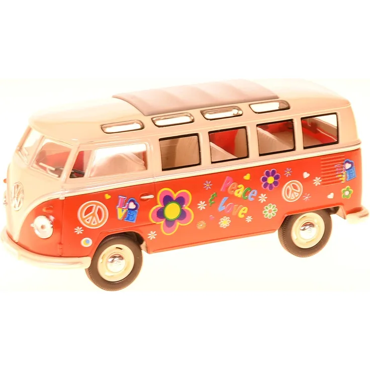 VW Bulli Bus rot Hippi 1:24 Volkswagen Microbus Modellauto 12176
