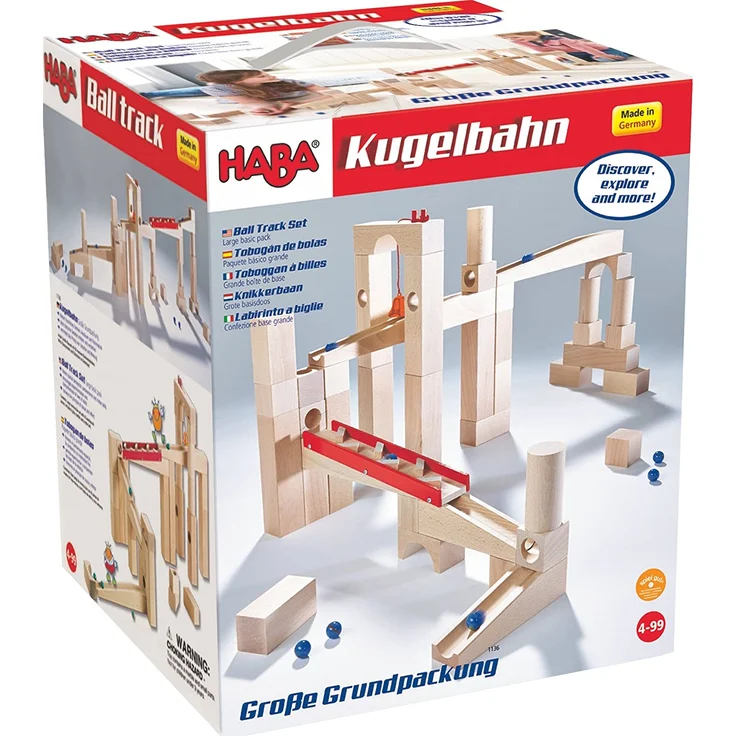 Haba 1136 - HABA Kugelbahn-Bausatz, Holzkugelbahn für Kinder ab 4 Jahren, mit 42 Teilen – Bild 3