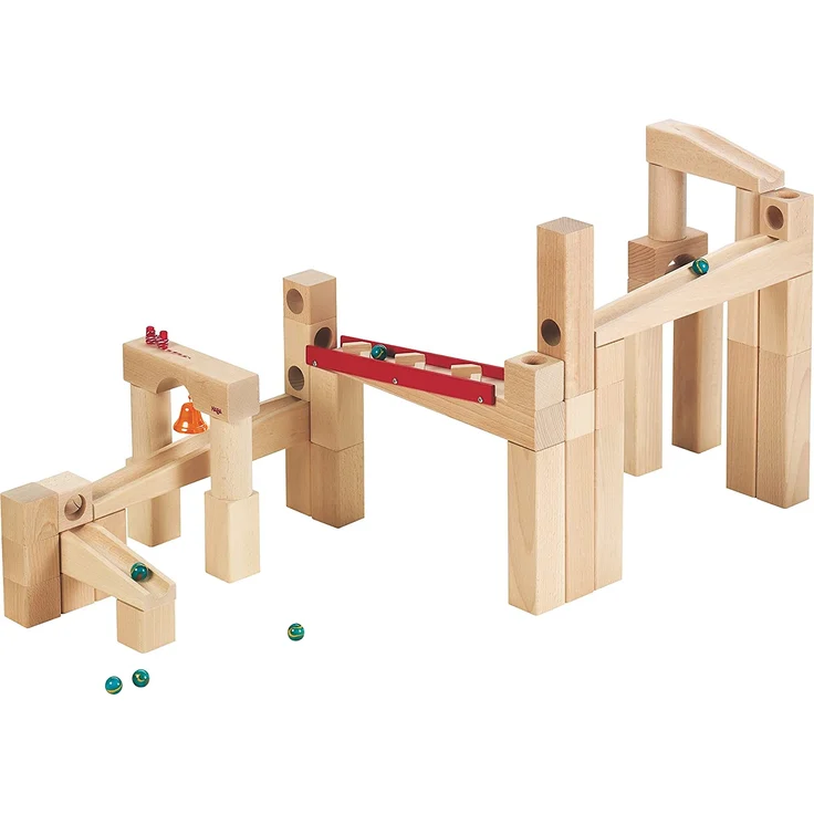 Haba 1136 - HABA Kugelbahn-Bausatz, Holzkugelbahn für Kinder ab 4 Jahren, mit 42 Teilen – Bild 1