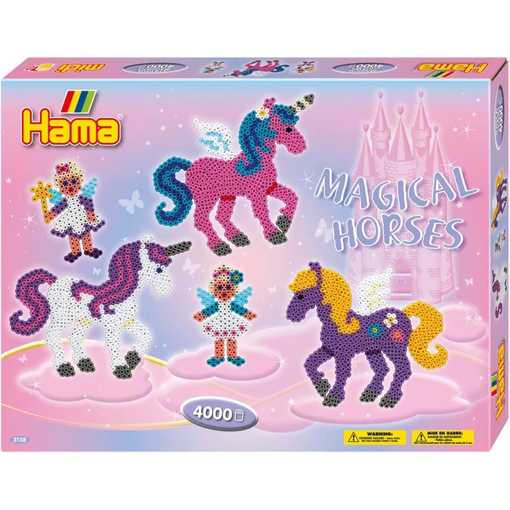 Hama 3138 - Geschenkpackung Zauberhafte Pferde, ca. 4000 Bügelperlen, 2 Stiftplatten und Zubehör - Preisvergleich – Bild 1