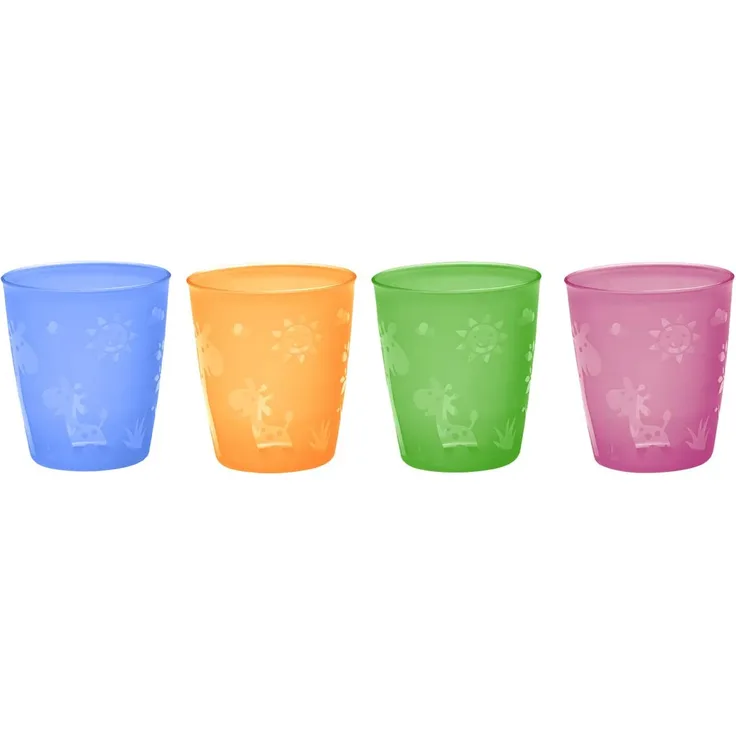 NIP Kindertrinkbecher für Kleinkinder und Babys, mit niedlichem Motiv, BPA-frei, Made in Germany, 4er Set, ab 2 Jahren