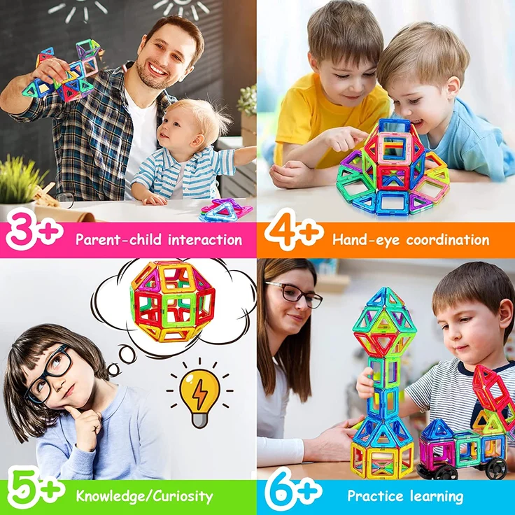 Magnetische Bausteine Spielzeug ab 3 4 5 6 Jahre alte Mädchen Junge Spielzeug für Kinder im Alter von 3 - 6 Jungen Mädchen Weihnachten Geburtstagsgeschenke – Bild 5