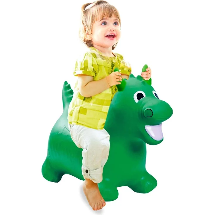 Jamara 460315 - Hüpftier Drache grün mit Pumpe - fördert Gleichgewichtssinn und motorische Fähigkeiten, Tierohren dienen dem Kind als Halt, belastbar bis 50 kg, Pflegeleicht, robust & widerstandsfähig – Bild 2