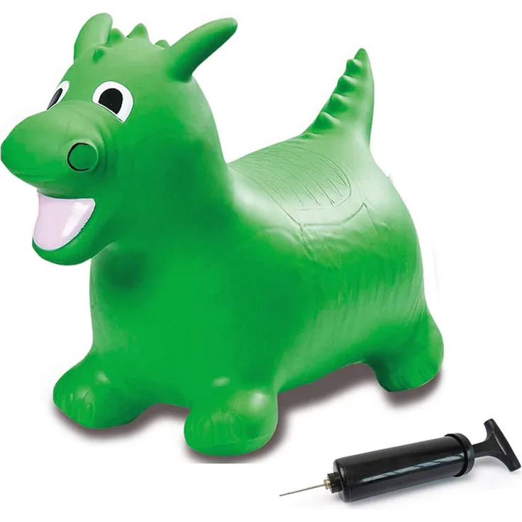 Jamara 460315 - Hüpftier Drache grün mit Pumpe - fördert Gleichgewichtssinn und motorische Fähigkeiten, Tierohren dienen dem Kind als Halt, belastbar bis 50 kg, Pflegeleicht, robust & widerstandsfähig